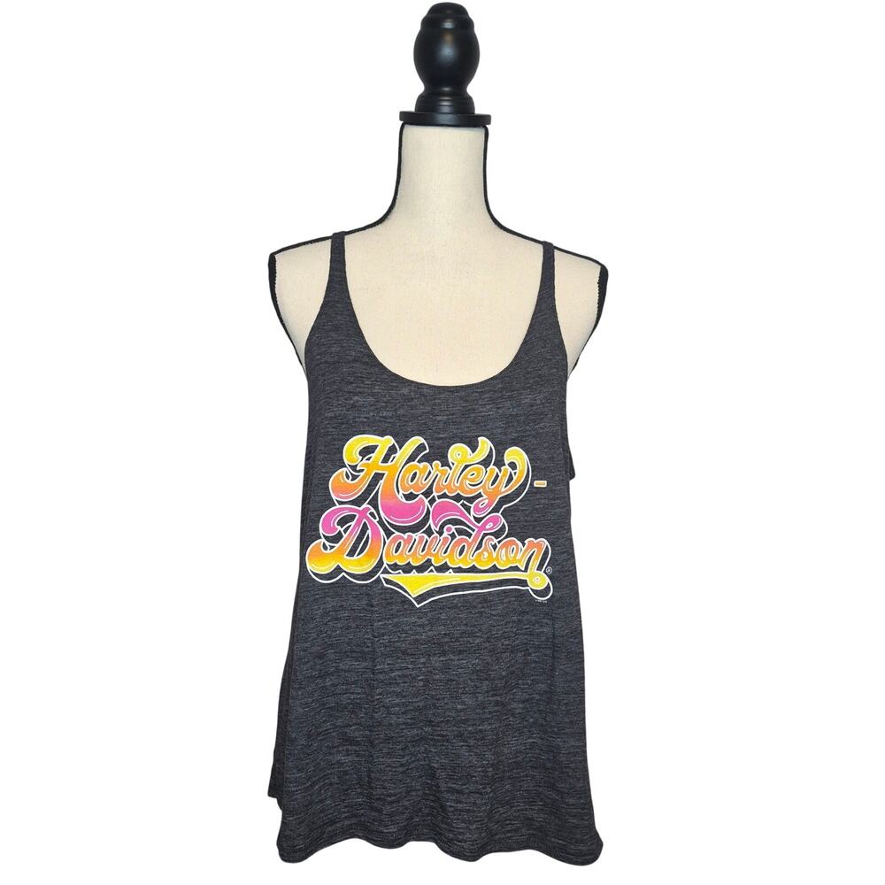 Harley-Davidson Barnett Graphic Tank Top Charcoal Heather Grey Women's Size M